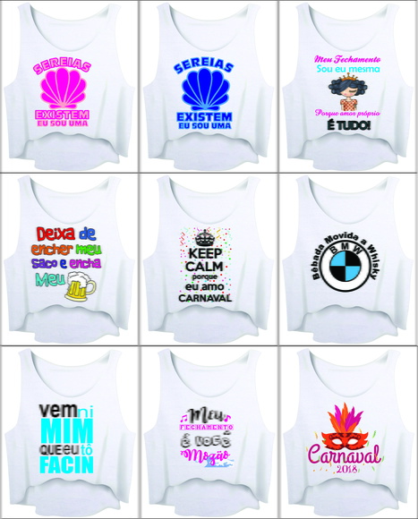 Kit 05 Cropped Carnaval - Escolha a Estampa