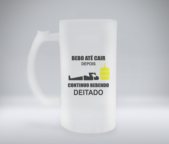 Caneca de Chopp Jateada Bebo Até Cair