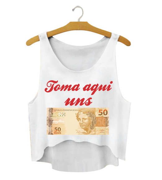 Blusa Cropped Carnaval Toma Aqui Uns 50 Reais