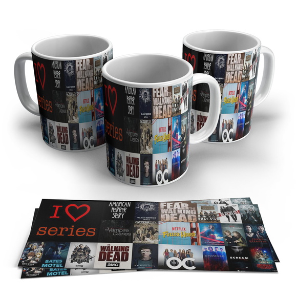 Caneca Porcelana I Love Séries