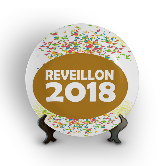 Prato Porcelana Decorativo Reveillon 2018