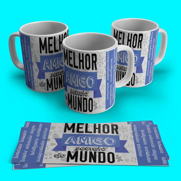 Caneca Porcelana Amigo e Amiga Secreta