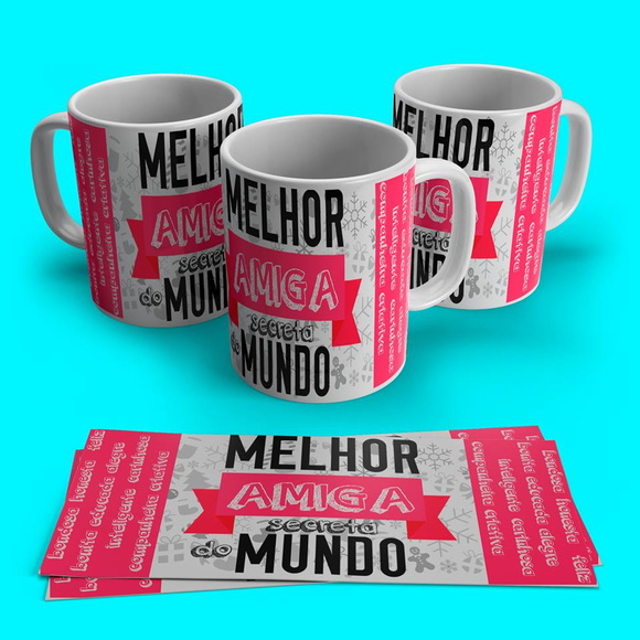 Caneca Porcelana Amigo e Amiga Secreta - Imagem 2