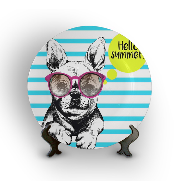Prato Porcelana Decorativo Bulldog