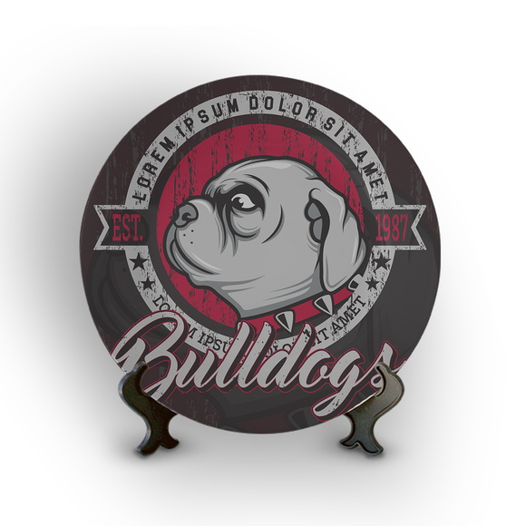 Prato Porcelana Decorativo Bulldog