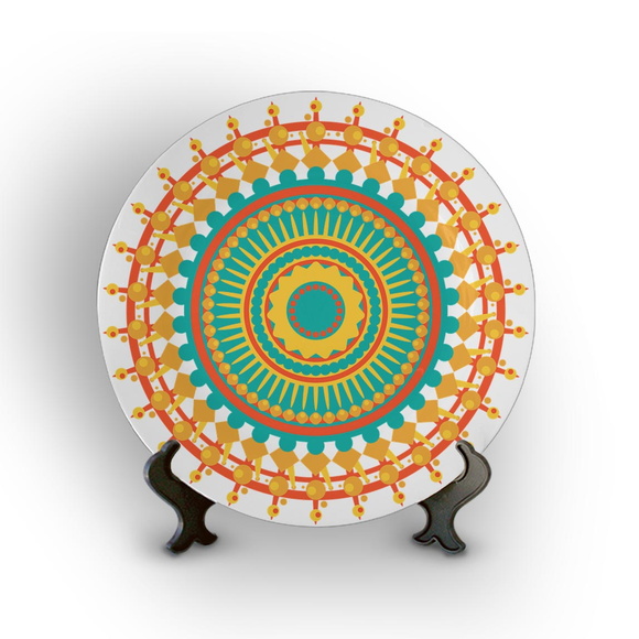 Prato Porcelana Decorativo Mandala
