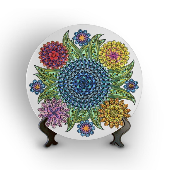 Prato Porcelana Decorativo Mandala