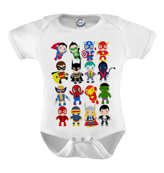 Body Infantil Super Heróis Mascotes