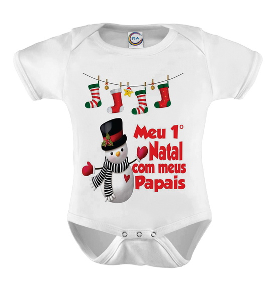 Body Infantil Meu Primeiro Natal com Meus Papais