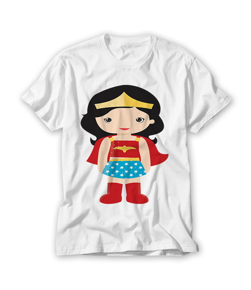 Camiseta Infantil Mascotes Super Heróis - Mulher Maravilha