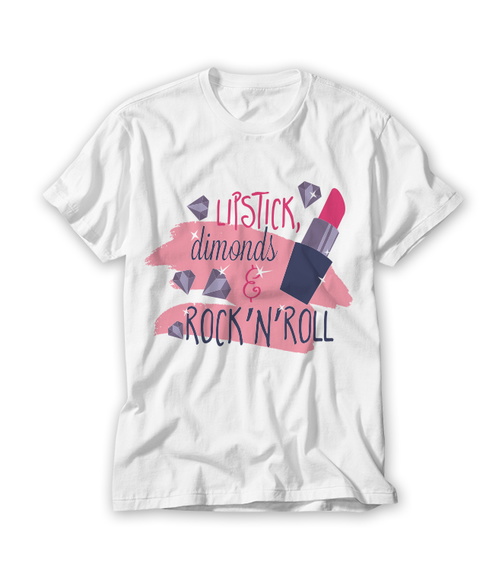 Camiseta Lipstick Dimonds e Rock'n Roll