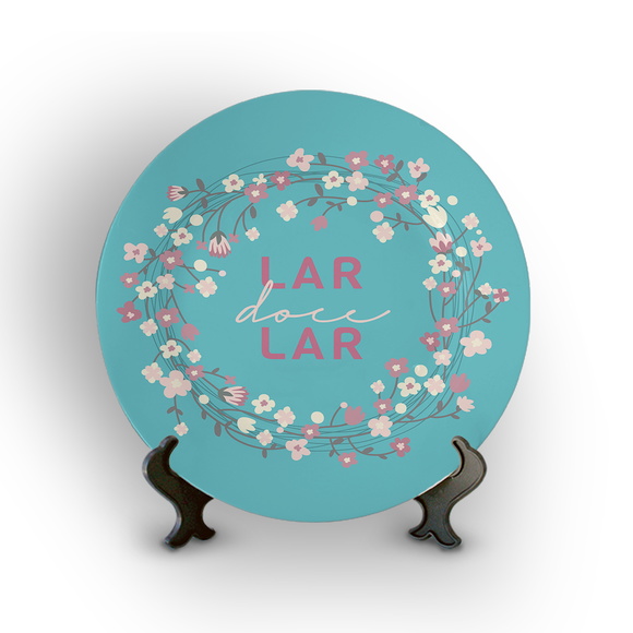 Prato Porcelana Decorativo Lar Doce Lar