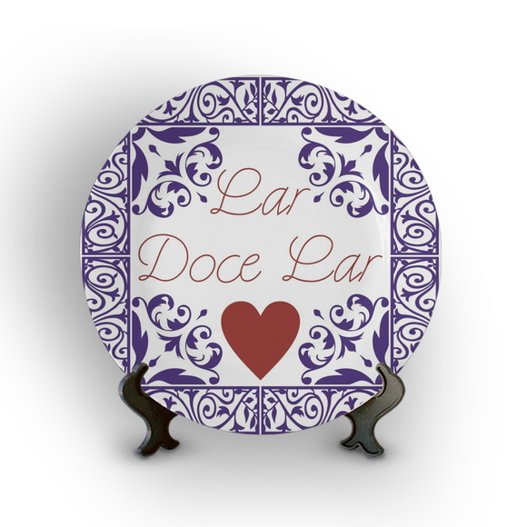 Prato Porcelana Decorativo Lar Doce Lar