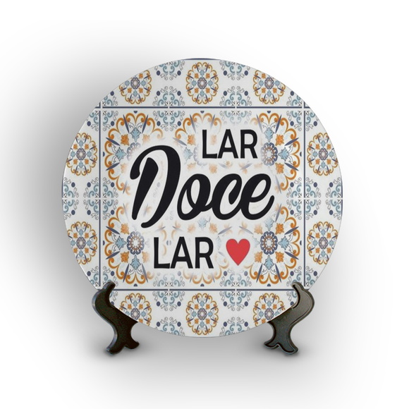 Prato Porcelana Decorativo Lar Doce Lar