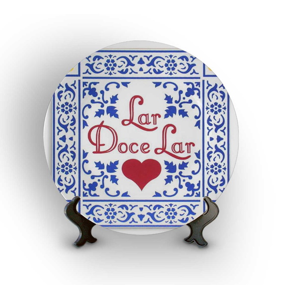 Prato Porcelana Decorativo Lar Doce Lar