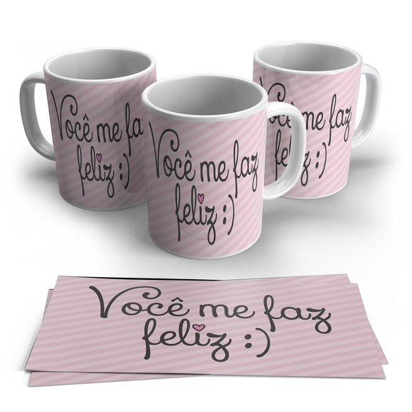 Caneca Porcelana Você Me Faz Feliz