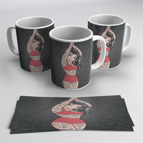 Caneca Porcelana Pin-Up