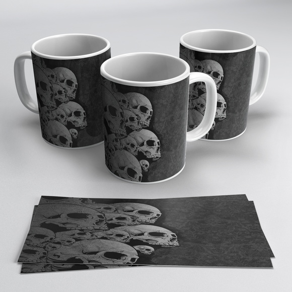 Caneca Porcelana Caveiras
