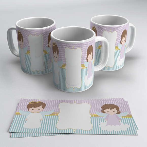 Caneca Personalizada Anjinhos Batizado