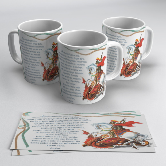 Caneca Porcelana Oração São Jorge