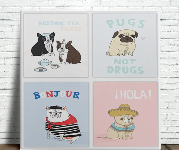 Azulejo Decorativo Pugs