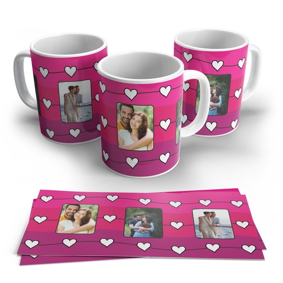 Caneca Personalizada com foto - Corações