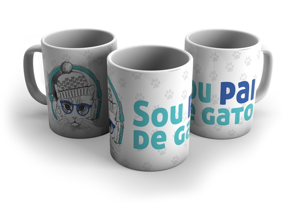 Caneca Porcelana Sou Pai de Gato