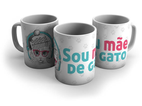Caneca Porcelana Sou Mãe de Gato