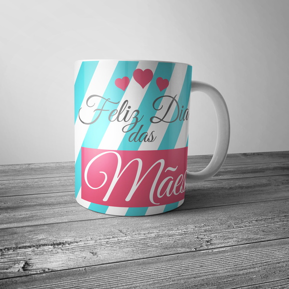 Caneca Porcelana Feliz Dia das Mães