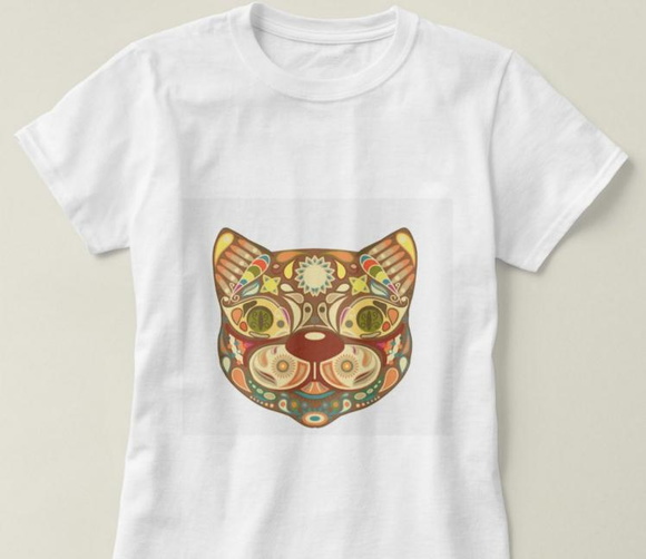 Camiseta Feminina Gato Psicodélico