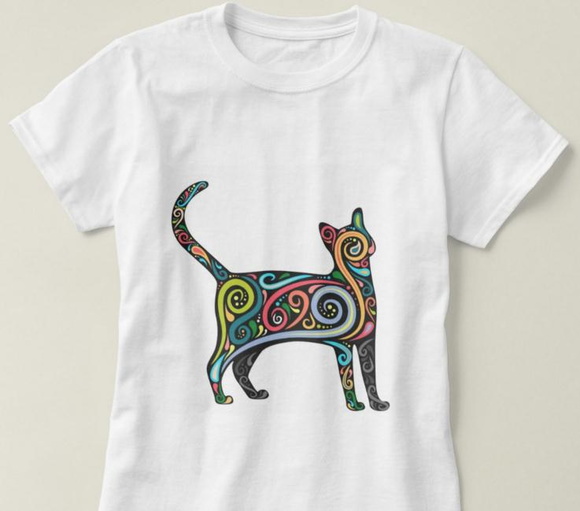 Camiseta Feminina Gato Psicodélico