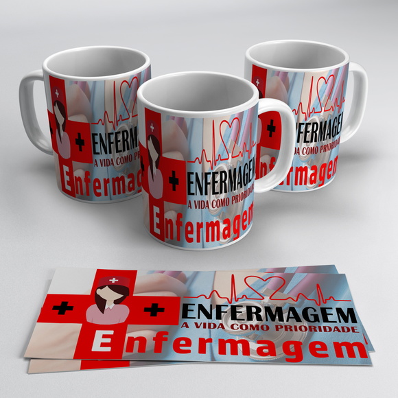 Caneca Porcelana Profissões - Enfermagem