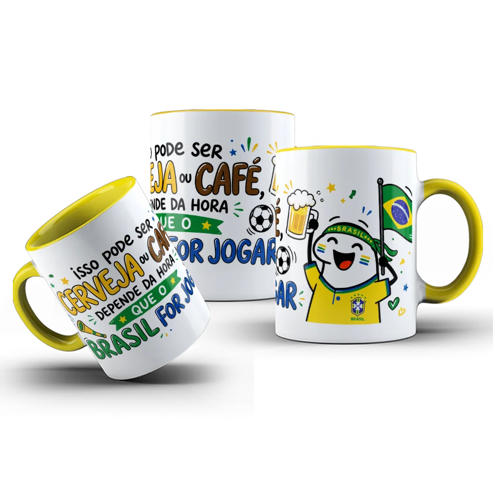 Caneca + Botton Kit Torcedor Do Brasil - Copa Do Mundo Caneca 325ml (1 unidade) - Imagem 3