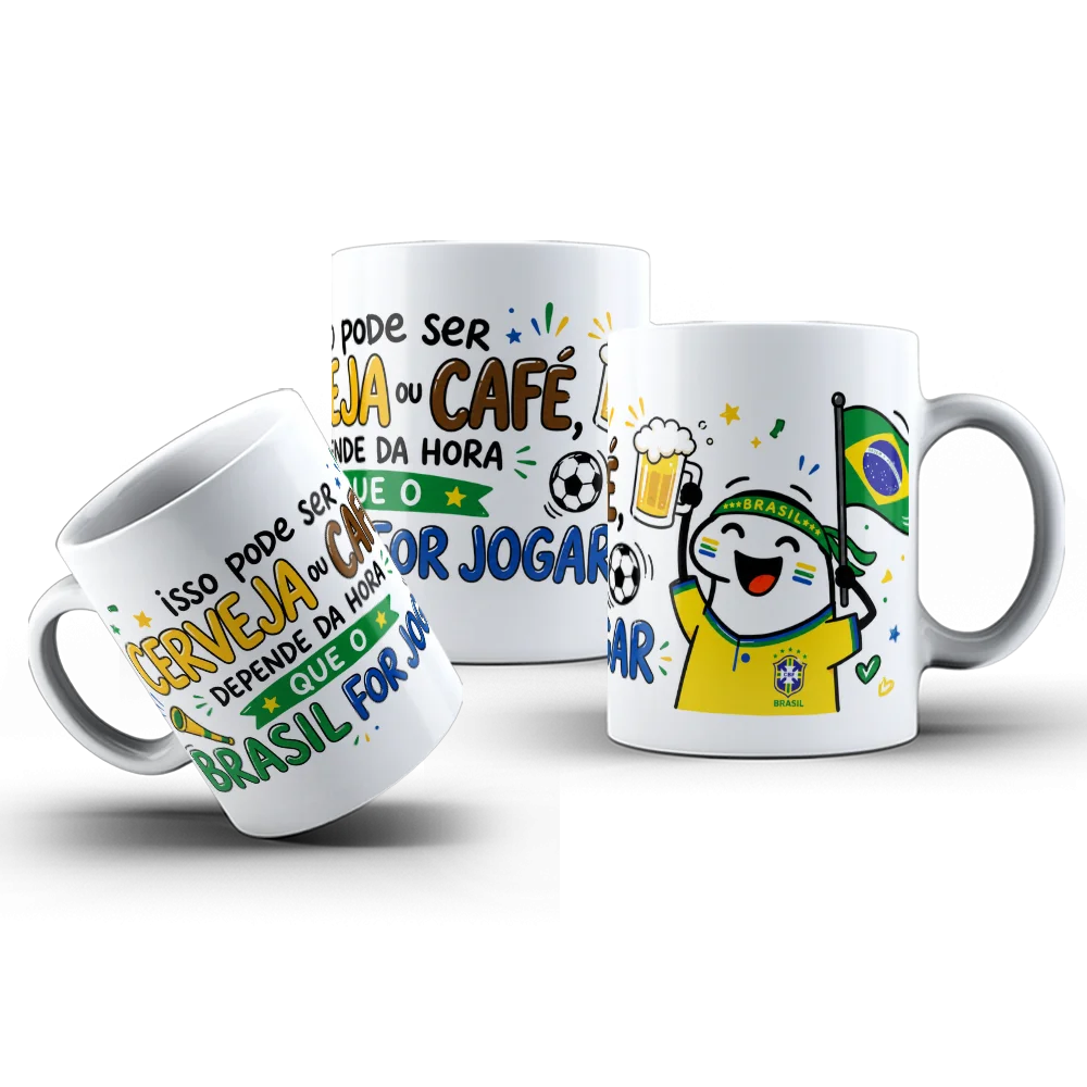 Caneca + Botton Kit Torcedor Do Brasil - Copa Do Mundo Caneca 325ml (1 unidade) - Imagem 4