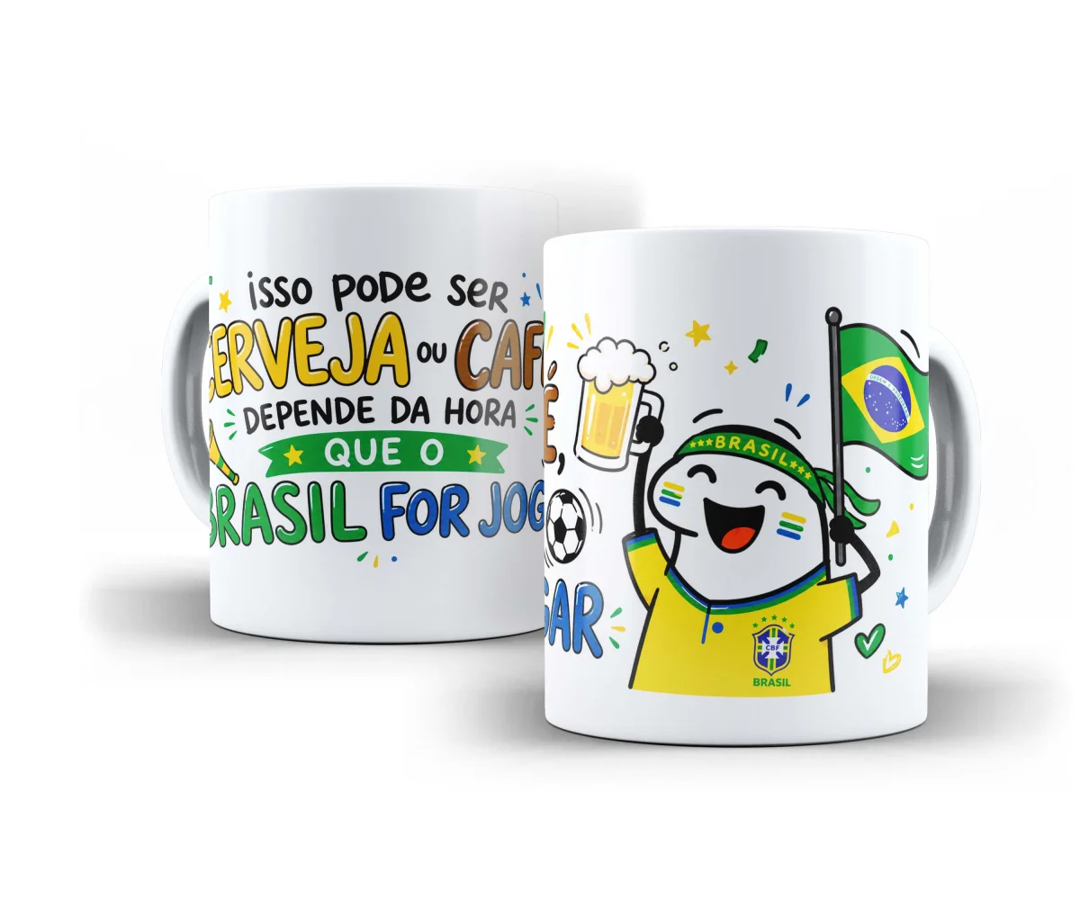 Caneca + Botton Kit Torcedor Do Brasil - Copa Do Mundo Caneca 325ml (1 unidade) - Imagem 2