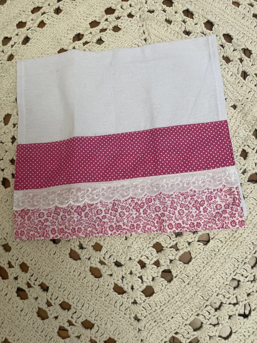 Kit pano de prato coração floral - Imagem 2