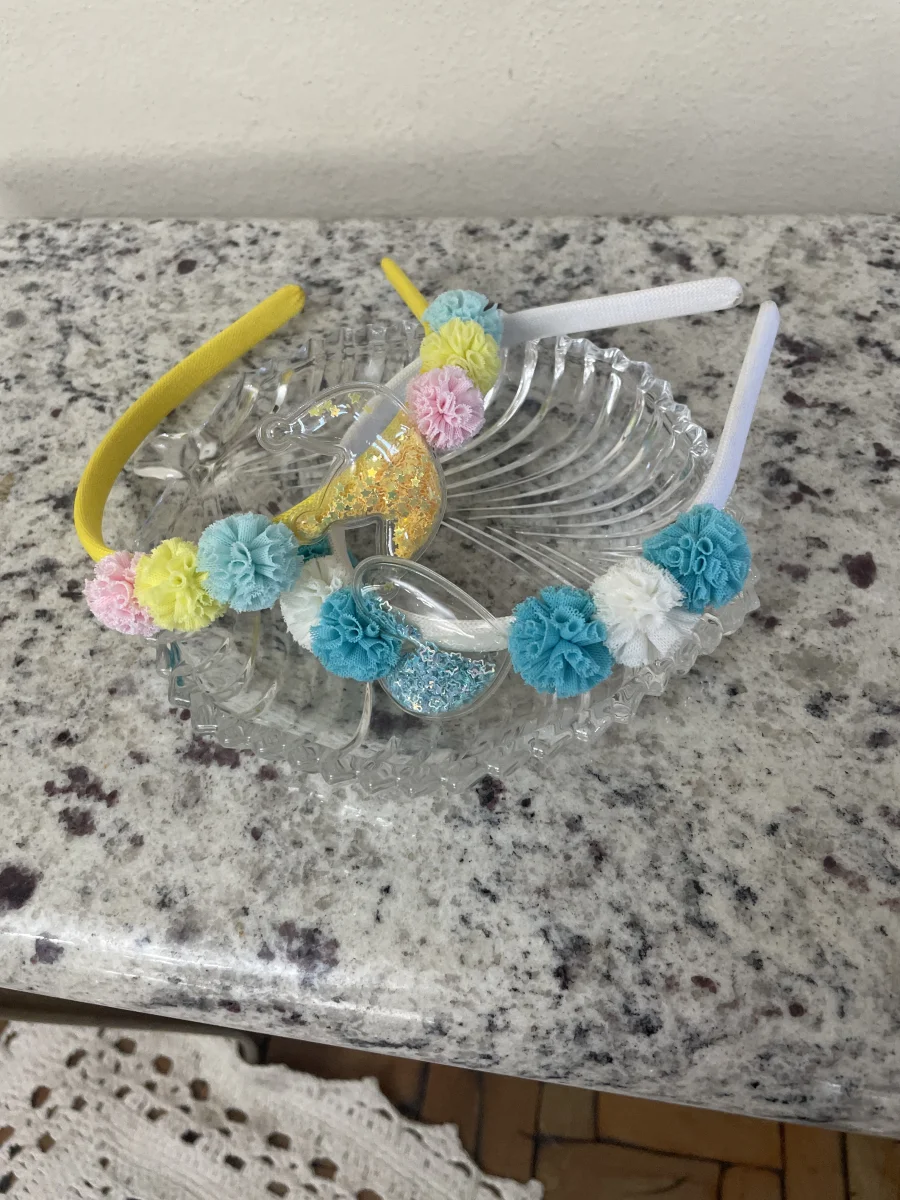 Kit tiara infantil pom pom - Imagem 2