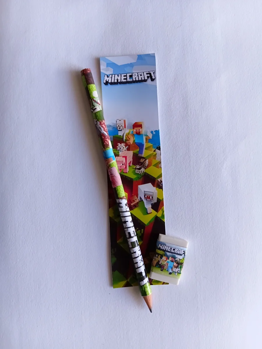 Kit lápis e borracha minecraft lembrancinha festa infantil - Imagem 1