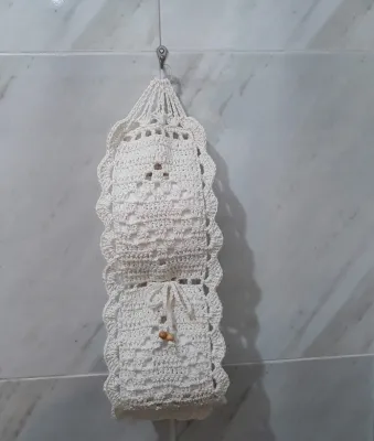 Porta Papel Higiênico Básico Av02 Crochê - 2 Rolos de Papel
