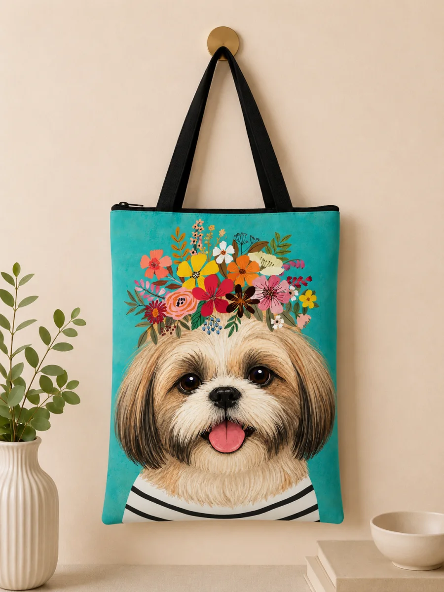 Estampas cachorrões raças yorkshire shitsu bolsa personalizada