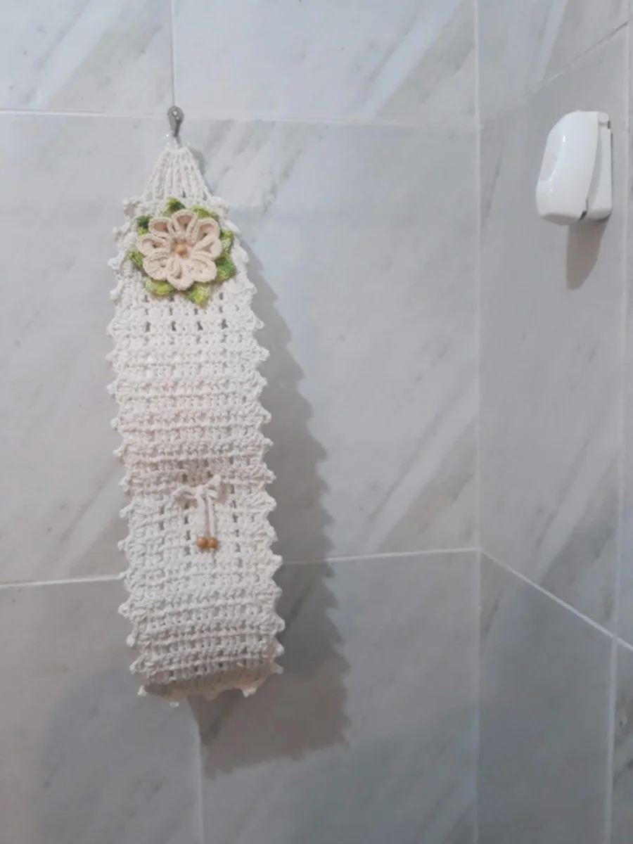 Porta Papel Higiênico em Crochê Flor Gomos - 2 Rolos - Imagem 6