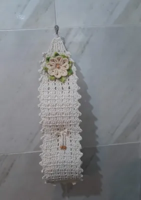Porta Papel Higiênico em Crochê Flor Gomos - 2 Rolos