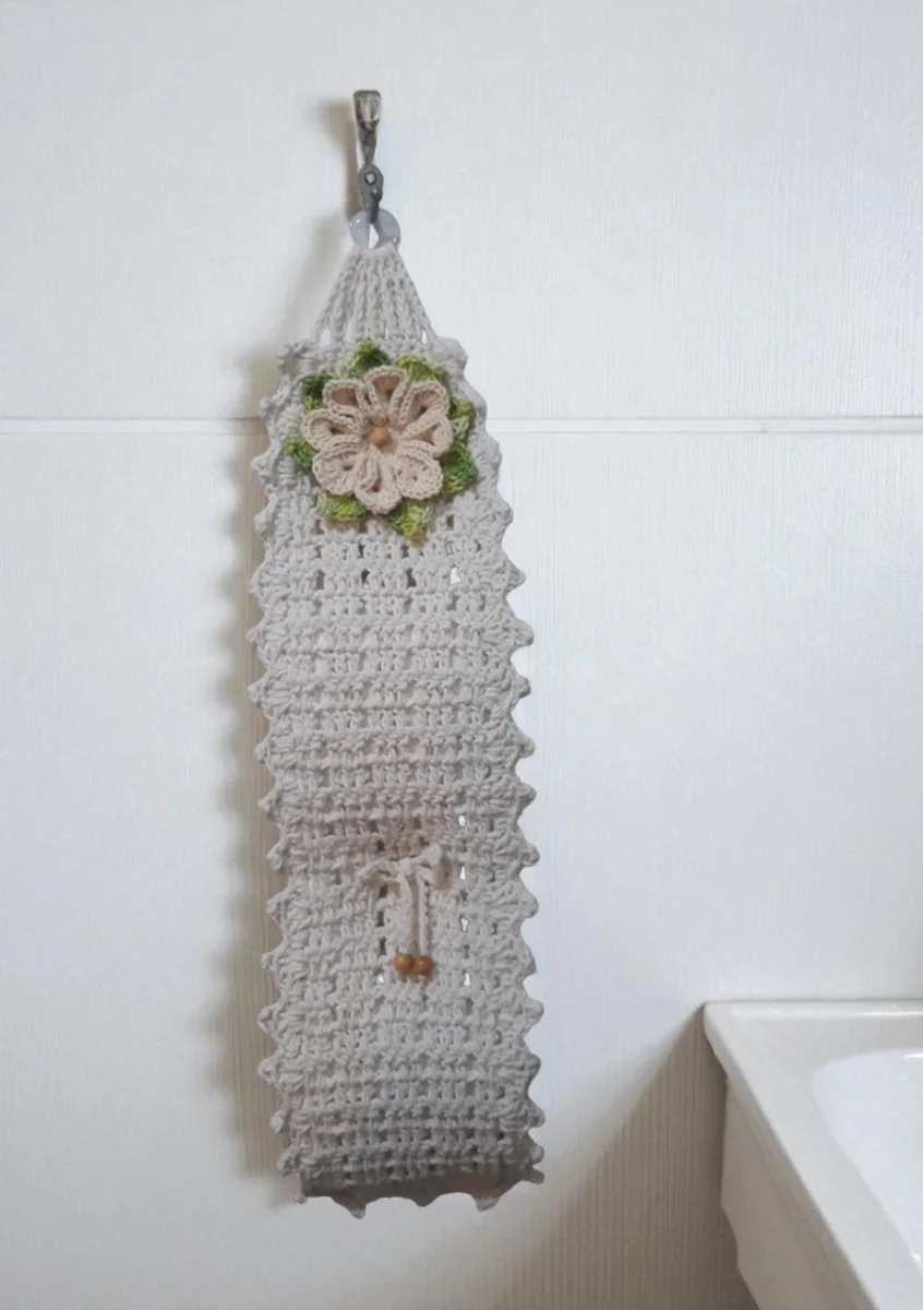 Porta Papel Higiênico em Crochê Flor Gomos - 2 Rolos - Imagem 8