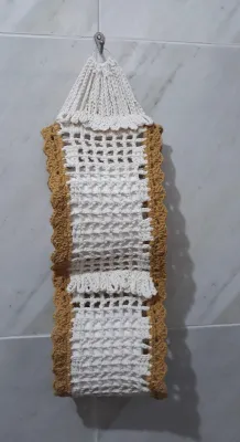 Porta Papel Higiênico Crochê Franjas - 2 Rolos