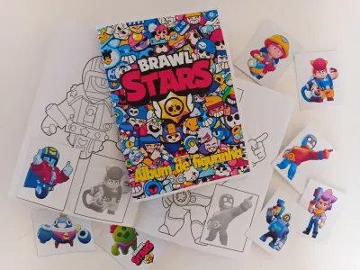 Albinho com adesivos brawl stars lembrancinha festa infantil