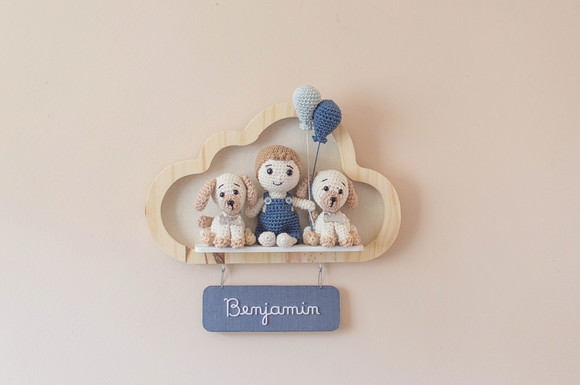 Enfeite de Maternidade Cãezinhos Personalizado