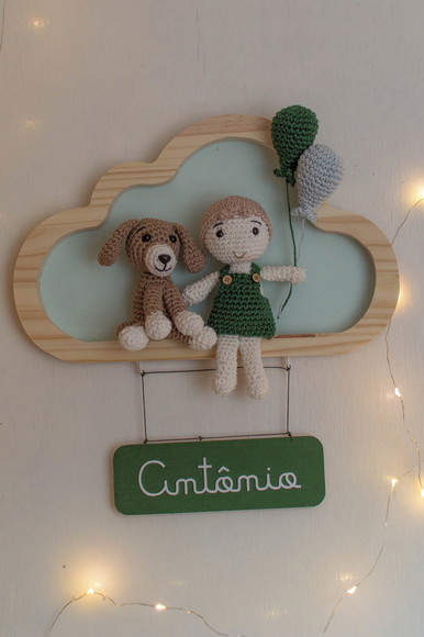 Quadrinho Porta Maternidade Menino e Cãozinho