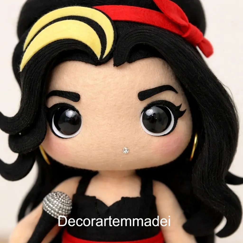 Amy Winehouse Boneca Decoração Feltro - Imagem 2