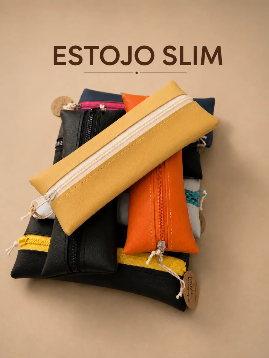 Estojo necessaire slim couro ecológico