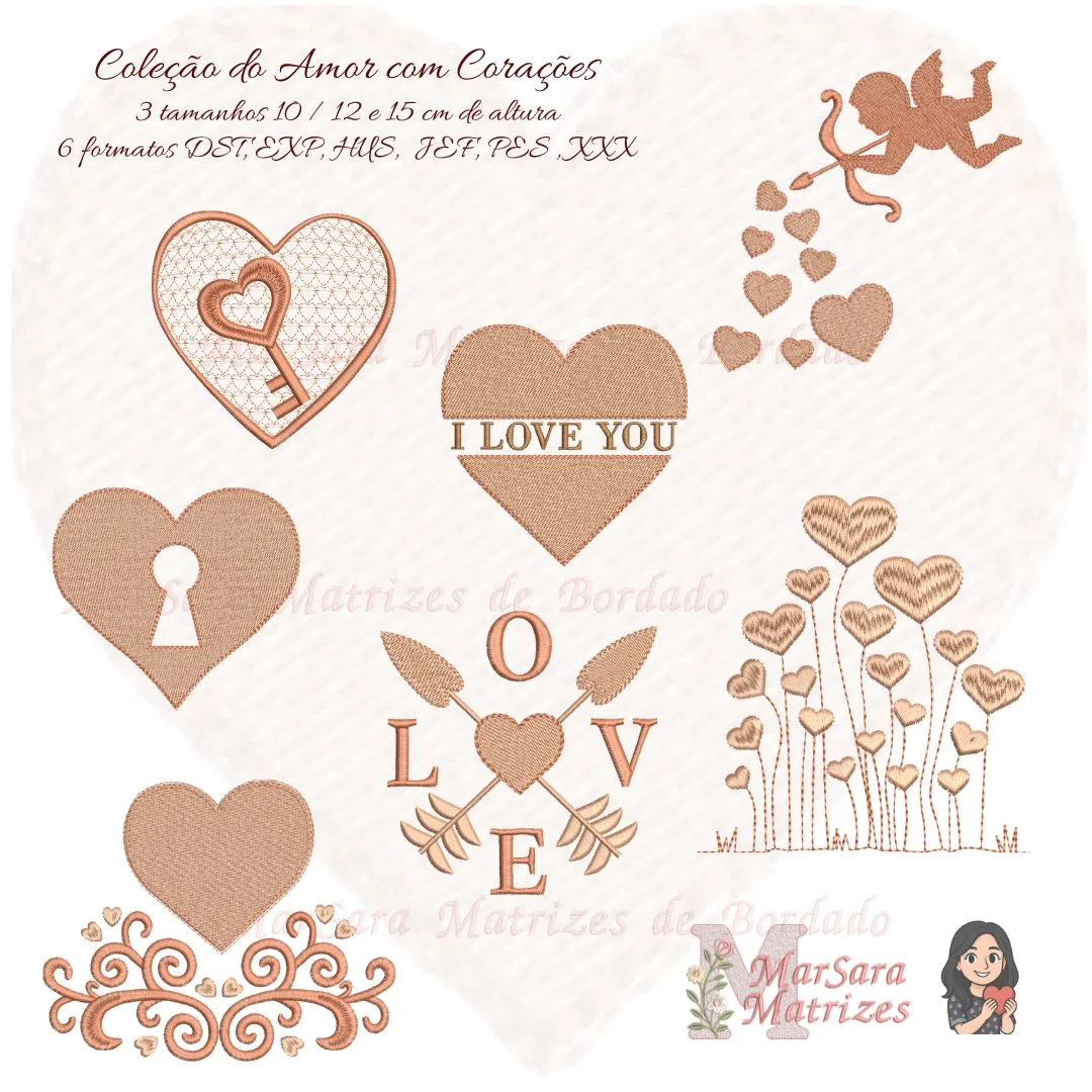 Matrizes de Bordado - Coleção do Amor com Corações - Imagem 1